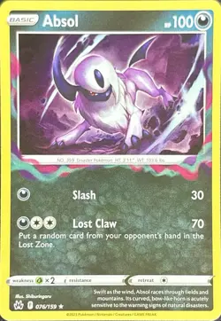 Absol 076/159 Holo Rare Crown Zenith Pokemon Holo Near Mint - Image 1
