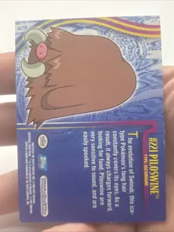 LP Pokemon#221 Piloswine Card 2001 Topps Animation Edition Johto Series 1 Foil - Image 5
