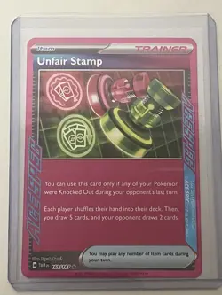 Pokemon TCG Unfair Stamp 165/167 Sv06 Twilight Masquerade ACE SPEC Rare Holo - Image 1