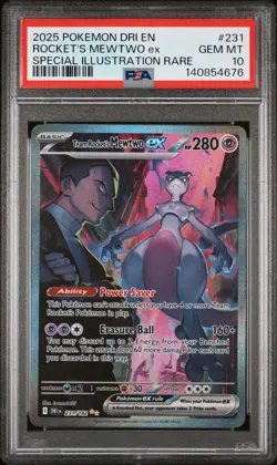 2025 POKEMON DRI EN-DESTINED RIVALS #231 TEAM ROCKET'S MEWTWO EX PSA 10 - Image 1