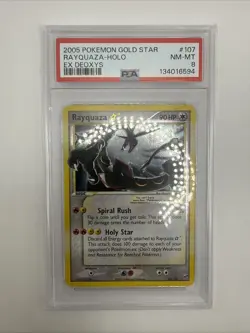 PSA 8 Rayquaza Gold Star 107/107 2005 Pokemon Ex Deoxys Partial Swirl - Image 4
