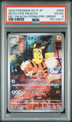 2023 POKEMON JPN SV-P PROMO #098 DETECTIVE PIKACHU PSA 4 - Image 1