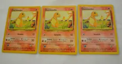 1999 POKEMON CHARMANDER 46/102 , LOT OF THREE CARDS - Image 1