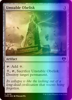 MTG Magic the Gathering Unstable Obelisk (416/1455) Commander Masters LP FOIL - Image 1