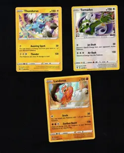 Thundurus 52/198 Tornadus 142/185 and Landorus 148/264 Holo Pokemon Card Lot - Image 1