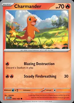 Pokemon Charmander (4/210) 151 NM REVERSE HOLO - Image 1