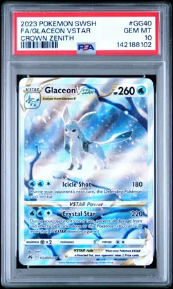 PSA 10 Glaceon V Star GG40/GG70 Crown Zenith Holo Pokemon Card - Gem Mint - Image 1