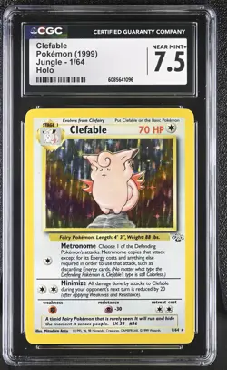 CGC 7.5 Clefable 1999 Jungle 1/64 Holo Pokemon Card - Image 1