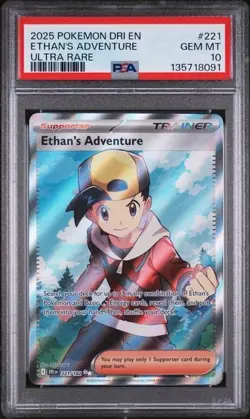 2025 POKEMON DRI EN-DESTINED RIVALS ULTRA RARE #221 ETHAN'S ADVENTURE PSA 10 - Image 1