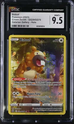 CGC 9.5 Pokemon TCG 2023 Crown Zenith #GG29/GG70 Bidoof Galarian Gallery Holo - Image 1