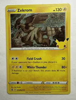 Zekrom Pokemon Celebrations Card 10/25 Holo TCG NM Raw 2021 - Image 2