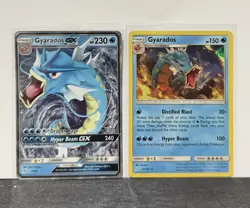 Pokemon Gyarados GX Hidden Fates 16/68 + Team up Gyarados holo rare card 30/181 - Image 1