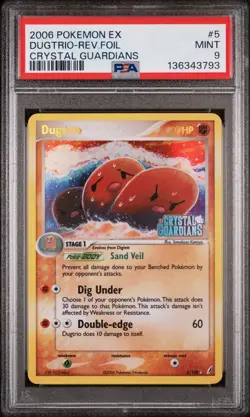 PSA 9 Dugtrio #5 Reverse Holo Foil Stamped EX Crystal Guardians Pokemon 2006 - Image 1