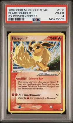 PSA 4 - 2007 Pokemon Gold Star Ex Power Keepers FLAREON HOLO #100 (3823) - Image 1