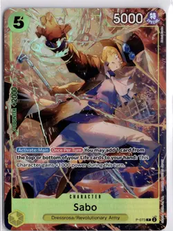 P-073 Sabo Promo Alternative Art Foil English One Piece TCG Card Premium Card - Image 1