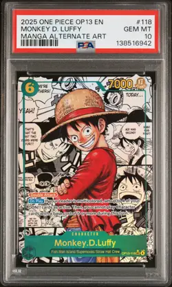 2025 ONE PIECE OP13-CARRYING ON HIS WILL #118 MONKEY D. LUFFY PSA 10 - Image 1