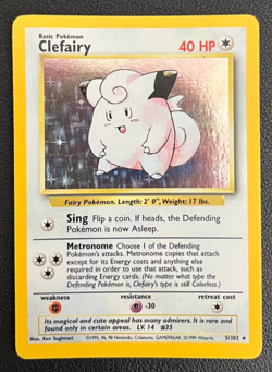 Pokemon TCG Clefairy Holo Rare Card Base Set 5/102 Unlimited LP Condition - Image 1