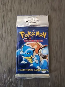 Pokemon Base Set Booster Pack Long Crimp 1999 Unlimited Factory Sealed Blastoise - Image 1