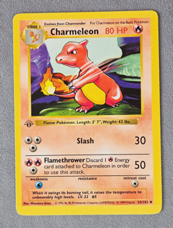 Charmeleon 24/102 GRAY GREY STAMP 1st Edition Pokemon Base Set - Image 1