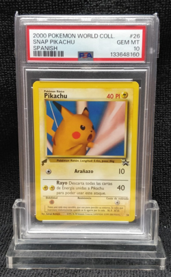 2000 Pokemon world collection Snap Pikachu (Spanish) #26 PSA 10 - Image 1