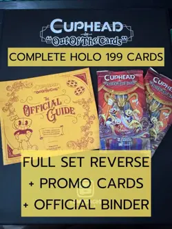 COMPLETE HOLO 199 CARDS - REVERSE SET CUPHEAD OUT OF THE CARDS + PROMO + BINDER - Image 1