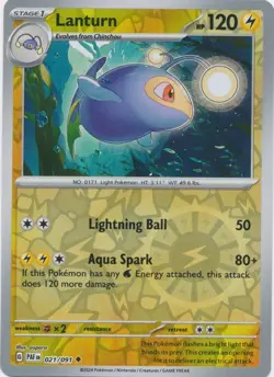 Lanturn 021/091 Reverse Holo Paldean Fates Pokemon Card NM - Image 1
