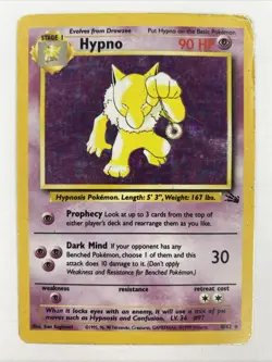 Pokemon TCG Hypno Fossil Holo Rare Card 8/62 - Image 1