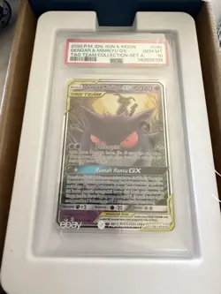 PSA 10 Gem Mint Gengar & Mimikyu GX #53 Tag Team Pokemon Card Indonesian - Image 1