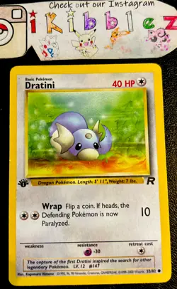 Dratini 53/62 LP 1st Edition Team Rocket Pokemon Card! - Image 1