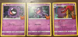 Lot Of 3 Pokemon Cards Gastly,Haunter, And Gengar Halloween Stamp - Image 1