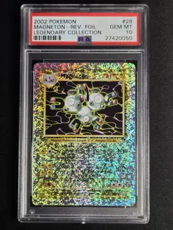 Magneton 28/110 PSA 10 GEM MINT Legendary (Collection) Reverse Holo Pokemon Card - Image 1