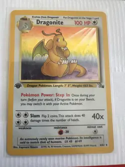 Pokemon Dragonite 4/62 Fossil 1st Edition Holo LP+ - Image 1