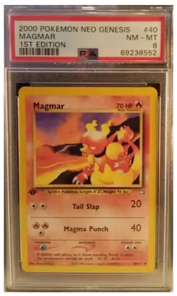 2000 Pokemon Neo Genesis 1st Edition Magmar PSA 8 - Image 1