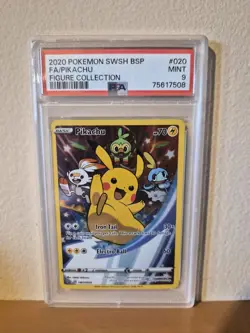 2020 POKEMON SWSH PROMO FIGURE COLLECTION SWSH020 FULL ART/PIKACHU PSA 9 - Image 1