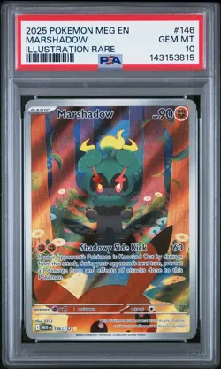 2025 POKEMON MEG EN-MEGA EVOLUTION ILLUSTRATION RARE #146 MARSHADOW PSA 10 - Image 1