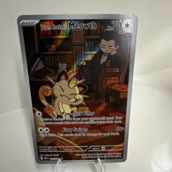 Pokemon Team Rocket's Meowth Illustration Rare Holo 203/182 Destined Rivals HP … - Image 1