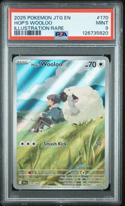 2025 POKEMON JTG EN-JOURNEY TOGETHER 170 HOP'S WOOLOO ILLUSTRATION RARE PSA 9 - Image 1