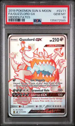 2019 POKEMON SUN & MOON HIDDEN FATES #SV71 FULL ART/GUZZLORD GX PSA 10 - Image 1
