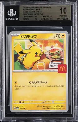 2025 POKEMON MEGA PROMOS ##020 MCDONALD'S JPN MP PIKACHU P BGS 10 - Image 1