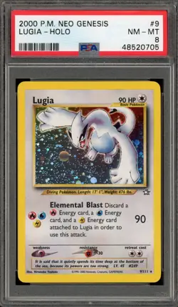 Pokemon Lugia Neo Genesis Unlimited Holo Rare #9 PSA 8 - Image 1