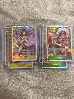 One Piece Heroines Lot of 9 (5) Nico Robin EB03-055 SR (4) Tashigi EB03-018 SR - Image 1