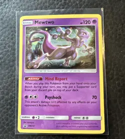 Mewtwo SWIRL SM214 Sun & Moon Black Star Promo Cosmos Holo Pokemon Card - Image 1