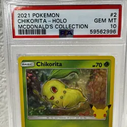 2021 POKEMON MCDONALD'S COLLECTION #2/25 CHIKORITA HOLO - PSA 10 GEM MINT - Image 2