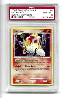 2007 Pokemon Diamond & Pearl Secret Wonders 4 Entei-Holo PSA 8 NO HOLO BLEED - Image 1