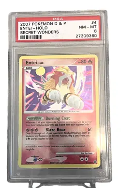 2007 Pokemon Diamond & Pearl Secret Wonders 4 Entei-Holo PSA 8 NO HOLO BLEED - Image 3