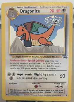 Dragonite 1999 WB Movie Black Star Promo 5 WOTC Nintendo Pokemon Card NM - Image 1
