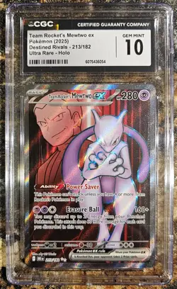 Pokemon 2025 Destined Rivals Team Rocket's Mewtwo Ex 213 CGC 10 GEM MINT - Image 1