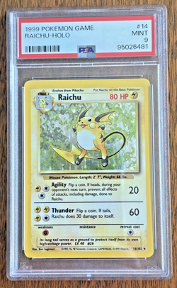1999 Pokemon Base Set - Raichu Holo Rare (14/102) - PSA 9 (Mint) - Image 1