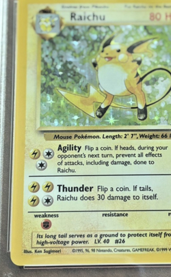 1999 Pokemon Base Set - Raichu Holo Rare (14/102) - PSA 9 (Mint) - Image 2