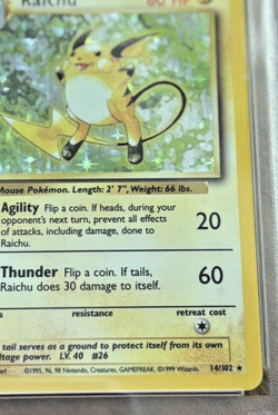 1999 Pokemon Base Set - Raichu Holo Rare (14/102) - PSA 9 (Mint) - Image 5